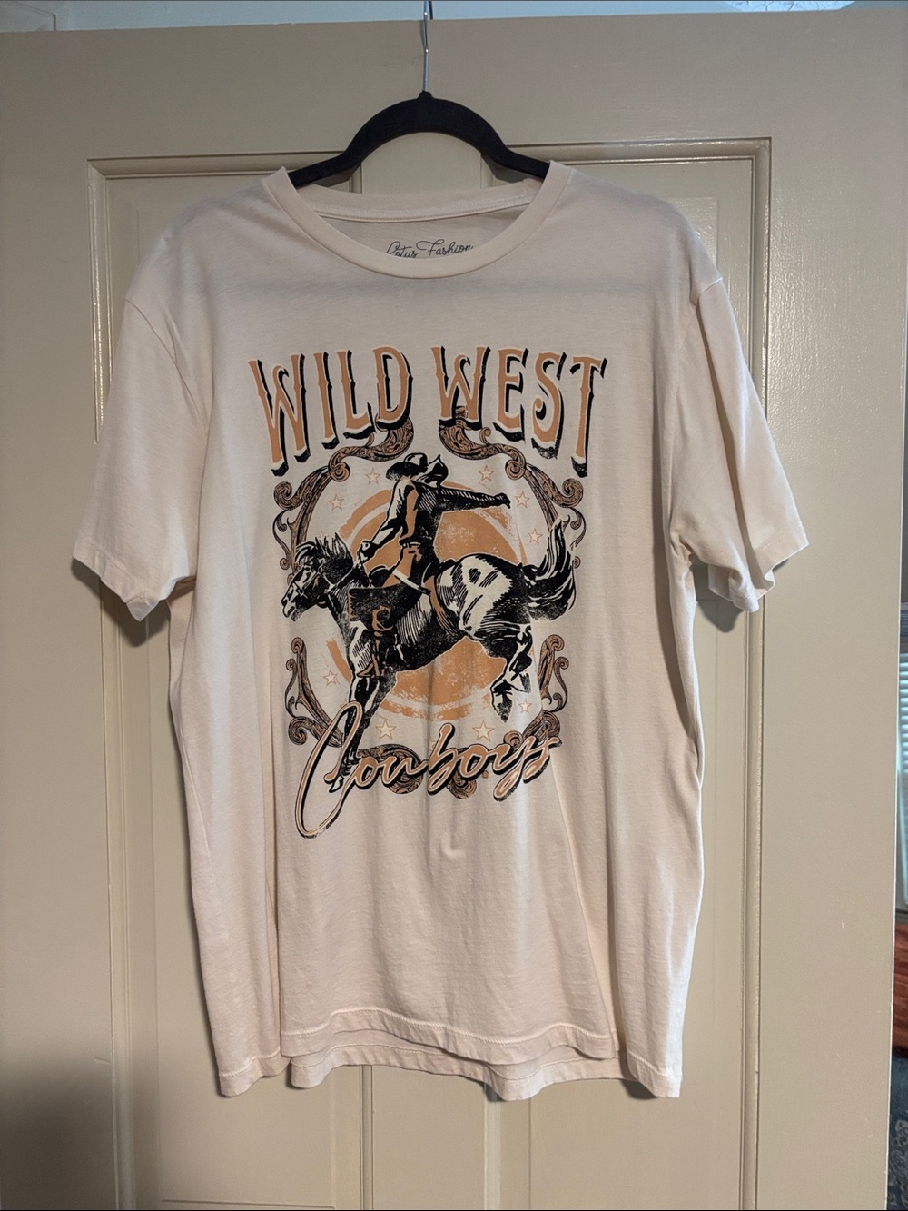 Wild West Cowboys Graphic Tee - White with Tan Print